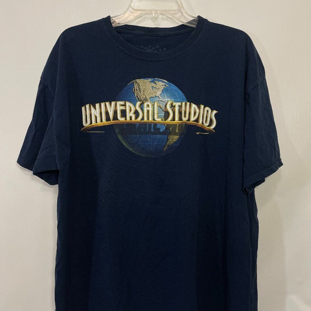 Universal Studios Shirt Mens XL Blue Graphic Tee T Shirt Souvenir Tourist Globe